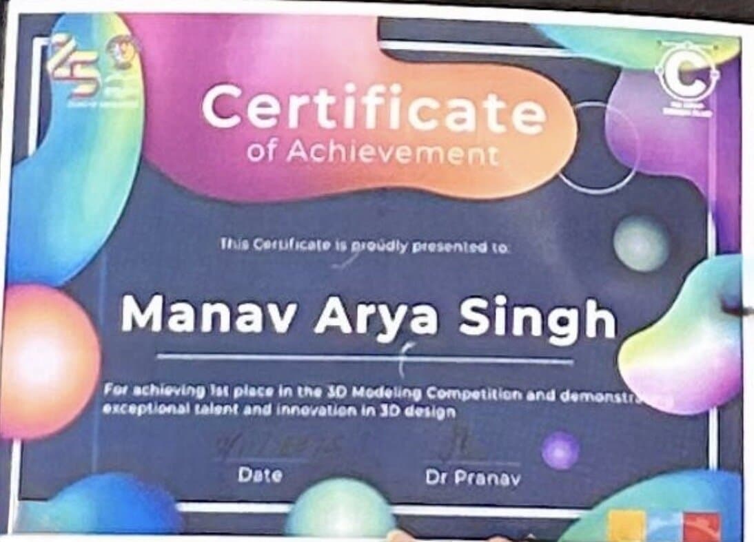 1st Prize Winner Certificate